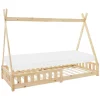 Kinderbett Tipi 90x200 cm aus Kiefernholz inkl. Matratze H-10cm Rausfallschutz und Lattenrost ML-Design