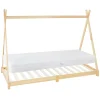 Kinderbett Tipi 90x200 cm aus Kiefernholz inkl. Matratze H-16cm Holzbett mit Lattenrost ML-Design