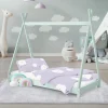 Kinderbett Tipi 70x140 cm Minze aus Kiefernholz Holzbett mit Lattenrost ML-Design