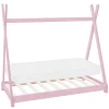 Kinderbett Tipi 70x140 cm Rosa aus Kiefernholz inkl. Matratze H-10cm Holzbett mit Lattenrost ML-Design
