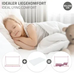 Kinderbett Tipi 90x200 cm Rosa aus Kiefernholz Holzbett mit Lattenrost ML-Design