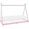 Kinderbett Tipi 90x200 cm Rosa aus Kiefernholz inkl. Matratze H-10cm Holzbett mit Lattenrost ML-Design