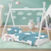 Kinderbett Tipi 80x160 cm Weiß aus Kiefernholz Holzbett mit Lattenrost ML-Design