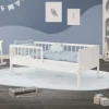 Kinderbett 70x140 cm mit Lattenrost und Rausfallschutz Weiß Kiefernholz ML-Design