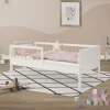 Kinderbett 70x140 cm mit Lattenrost und Rausfallschutz Weiß/Natur Kiefernholz ML-Design