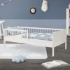 Kinderbett 80x160 cm mit Lattenrost und Rausfallschutz Weiß Kiefernholz ML-Design