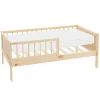 Kinderbett 70x140 cm mit Matratze, Lattenrost und Rausfallschutz in Natur ML-Design