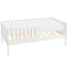 Kinderbett 70x140 cm mit Matratze, Lattenrost und Rausfallschutz in Weiß/Natur ML-Design