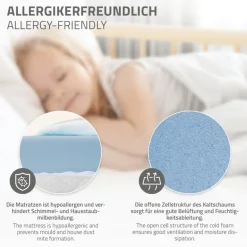 Kinderbett 80x160 cm mit Matratze, Lattenrost und Rausfallschutz in Natur ML-Design