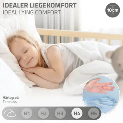 Kinderbett 80x160 cm mit Matratze, Lattenrost und Rausfallschutz in Natur ML-Design