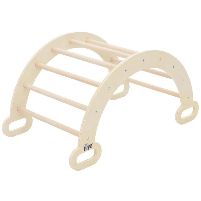 Kinderkletterbogen Natur mit Rutsche oder Kletterwand 2 in 1 Natur aus Holz Joyz