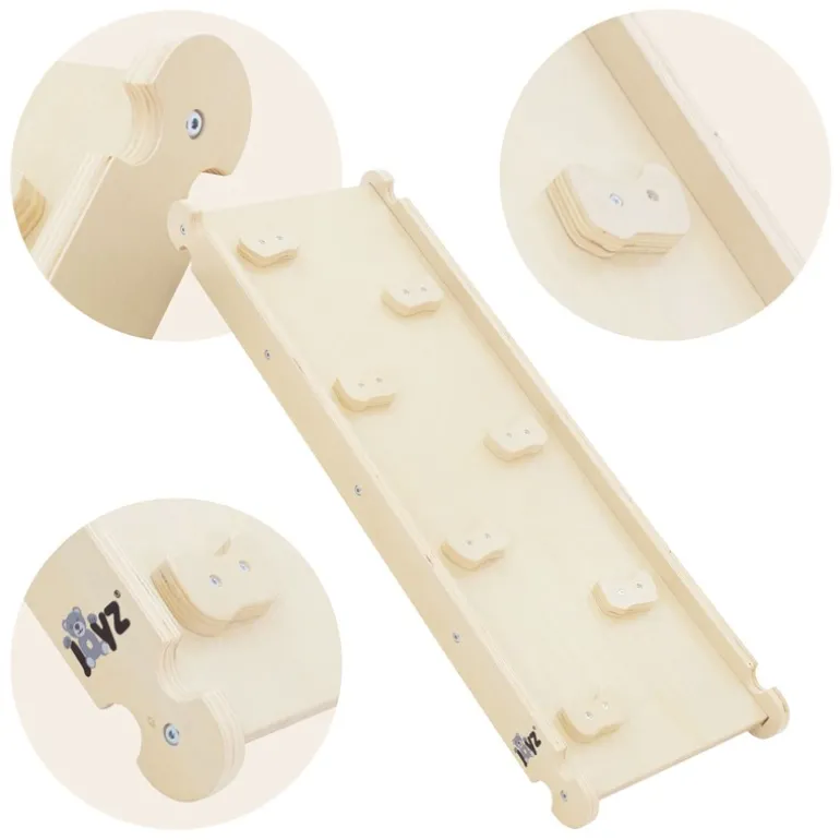 Kinderkletterbogen Natur mit Rutsche oder Kletterwand 2 in 1 Natur aus Holz Joyz