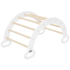 Kinderkletterbogen Natur/Weiß mit Rutsche oder Kletterwand 2 in 1 Natur aus Holz Joyz