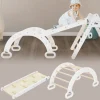 Kinderkletterbogen Natur/weiß mit Rutsche oder Kletterwand 2 in 1 Natur/Weiß aus Holz Joyz