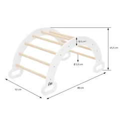 Kinderkletterbogen Natur/weiß mit Rutsche oder Kletterwand 2 in 1 Natur/Weiß aus Holz Joyz