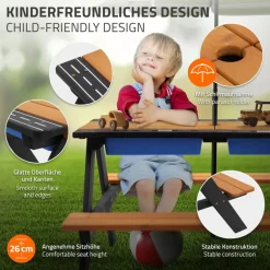 Kindersitzgarnitur Kindersitzgruppe Naturbraun, Schwarz, Tanne, massiv, 35 x 7 x 25,5 cm ML-Design