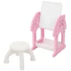 Kindersitzgruppe 2 in 1 Spieltisch mit Tafel und Stuhl Set, HDPE, Weiß-Rosa, Kindertisch und Hocker Joyz