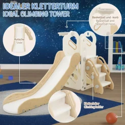 Kinder Spielturm 3in1 Indoor ab 3 Jahren mit Rutsche, Basketballkorb und Kletterwand JOYZ
