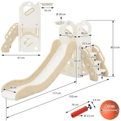 Kinder Spielturm 3in1 Indoor ab 3 Jahren mit Rutsche, Basketballkorb und Kletterwand JOYZ
