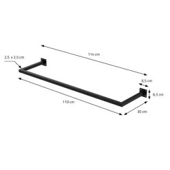 Kleiderstange Garderobe Wandmontage 30 x 110 cm Schwarz aus Stahl ML-Design