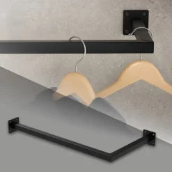 Kleiderstange Garderobe Wandmontage 30 x 60 cm Schwarz aus Stahl ML-Design