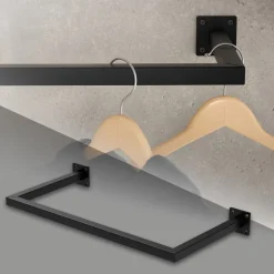 Kleiderstange Garderobe Wandmontage 30 x 60 cm Schwarz aus Stahl ML-Design