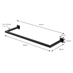 Kleiderstange Garderobe Wandmontage 30 x 90 cm Schwarz aus Stahl ML-Design