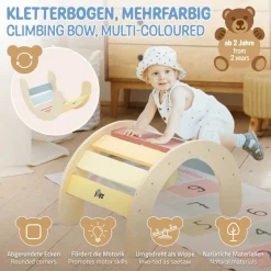 Kletterbogen für Kinder 74x41x38,5 cm Mehrfarbig aus Holz Joyz