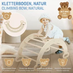 Kletterbogen für Kinder 89x52x45,5 cm Natur aus Holz Joyz