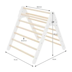 Kletterdreieck für Kinder ab 1 Jahr 73x72x60 cm Natur/Weiß aus Holz Joyz