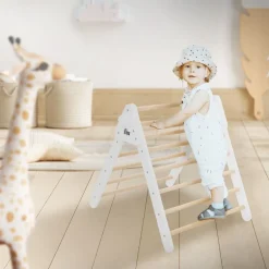 Kletterdreieck für Kinder ab 1 Jahr 73x72x60 cm Natur/Weiß aus Holz Joyz