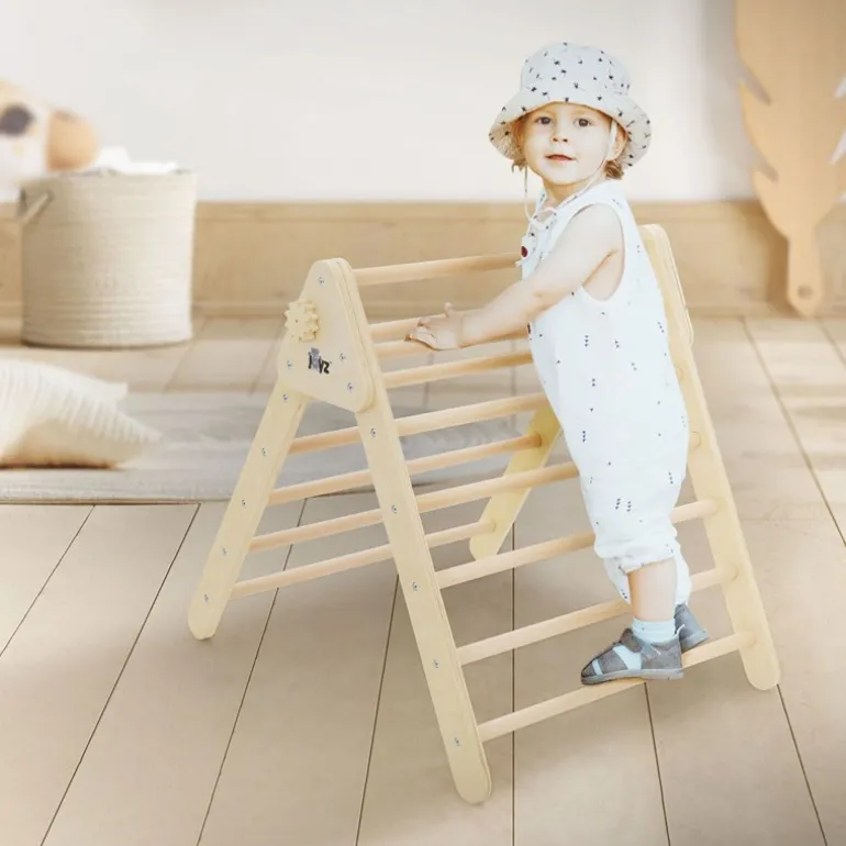 Kletterdreieck für Kinder ab 1 Jahr 73x72x70 cm Natur aus Holz Joyz