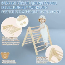 Kletterdreieck für Kinder ab 1 Jahr 73x72x70 cm Natur aus Holz Joyz