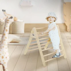 Kletterdreieck für Kinder ab 1 Jahr 73x72x70 cm Natur aus Holz Joyz