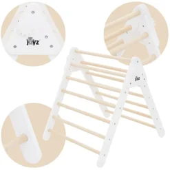 Kletterdreieck mit Rutsche & Kletterbogen 3er Set Weiß aus Holz Joyz