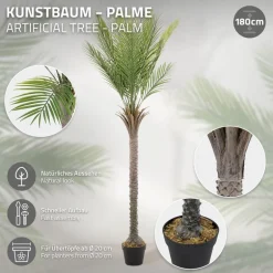Künstliche Palme 180 cm Tropische Kunstpalme im Topf ML-Design