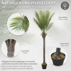 Künstliche Palme 180 cm Tropische Kunstpalme im Topf ML-Design