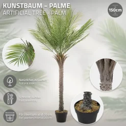 Künstliche Palme 150 cm Tropische Kunstpalme im Topf ML-Design