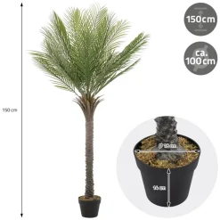 Künstliche Palme 150 cm Tropische Kunstpalme im Topf ML-Design