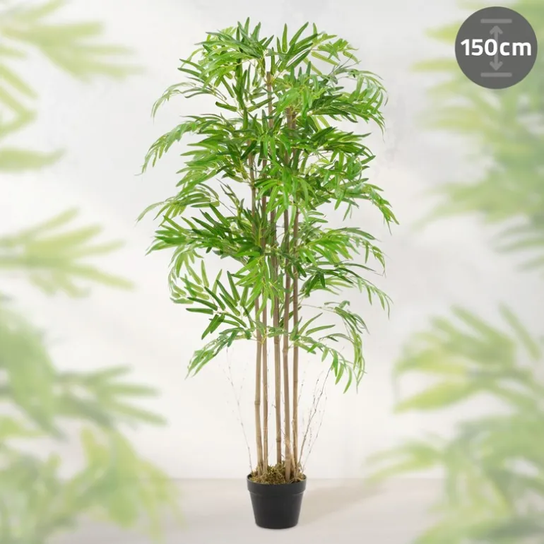 Künstlicher Bambus 150 cm Kunstpflanze mit Echtholzstamm ML-Design