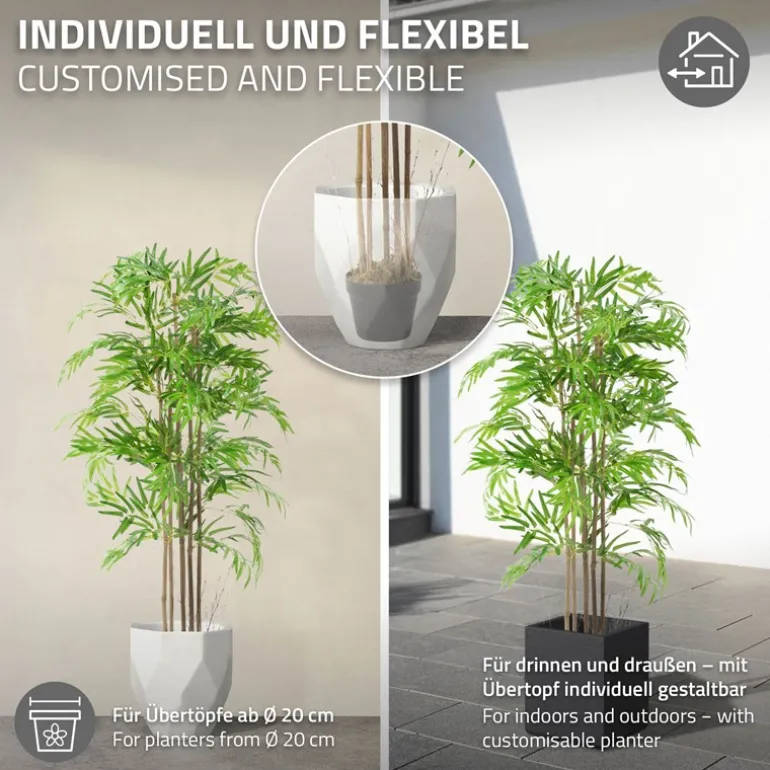 Künstlicher Bambus 150 cm Kunstpflanze mit Echtholzstamm ML-Design
