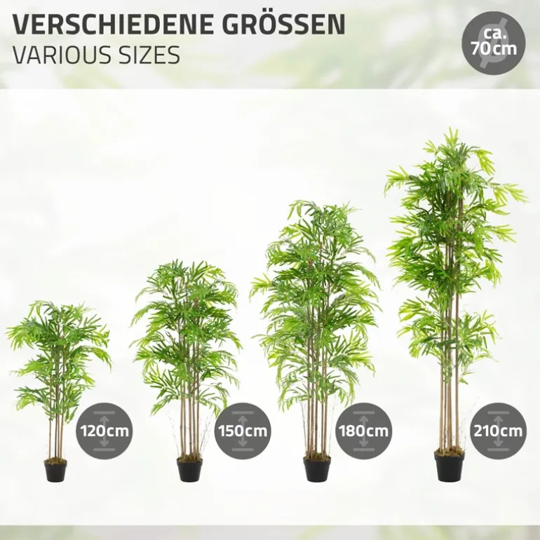 Künstlicher Bambus 180 cm Kunstpflanze mit Echtholzstamm ML-Design
