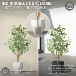 Künstlicher Eukalyptusbaum 150 cm Kunstpflanze mit Naturholzstamm ML-Design