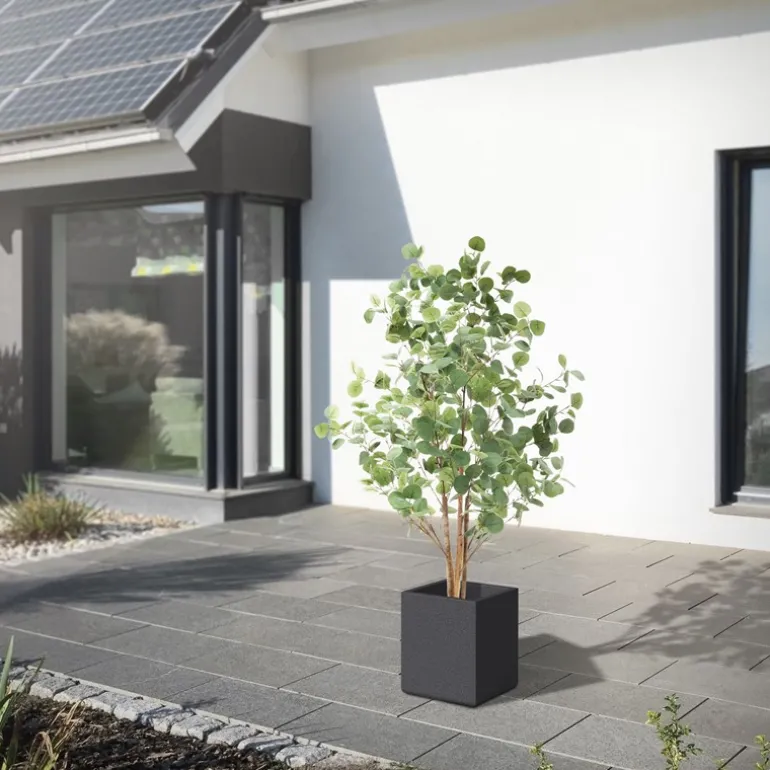 Künstlicher Eukalyptusbaum 150 cm Kunstpflanze mit Naturholzstamm ML-Design