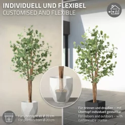 Künstlicher Eukalyptusbaum 180 cm Kunstpflanze mit Naturholzstamm ML-Design