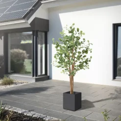 Künstlicher Eukalyptusbaum 180 cm Kunstpflanze mit Naturholzstamm ML-Design