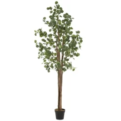 Künstlicher Eukalyptusbaum 210 cm Kunstpflanze mit Naturholzstamm ML-Design