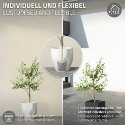 Künstlicher Olivenbaum 120 cm Kunstpflanze mit Naturholzstamm und Früchten ML-Design