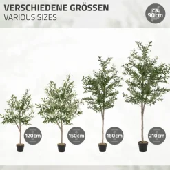 Künstlicher Olivenbaum 120 cm Kunstpflanze mit Naturholzstamm und Früchten ML-Design