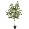 Künstlicher Olivenbaum 150 cm Kunstpflanze mit Naturholzstamm und Früchten ML-Design